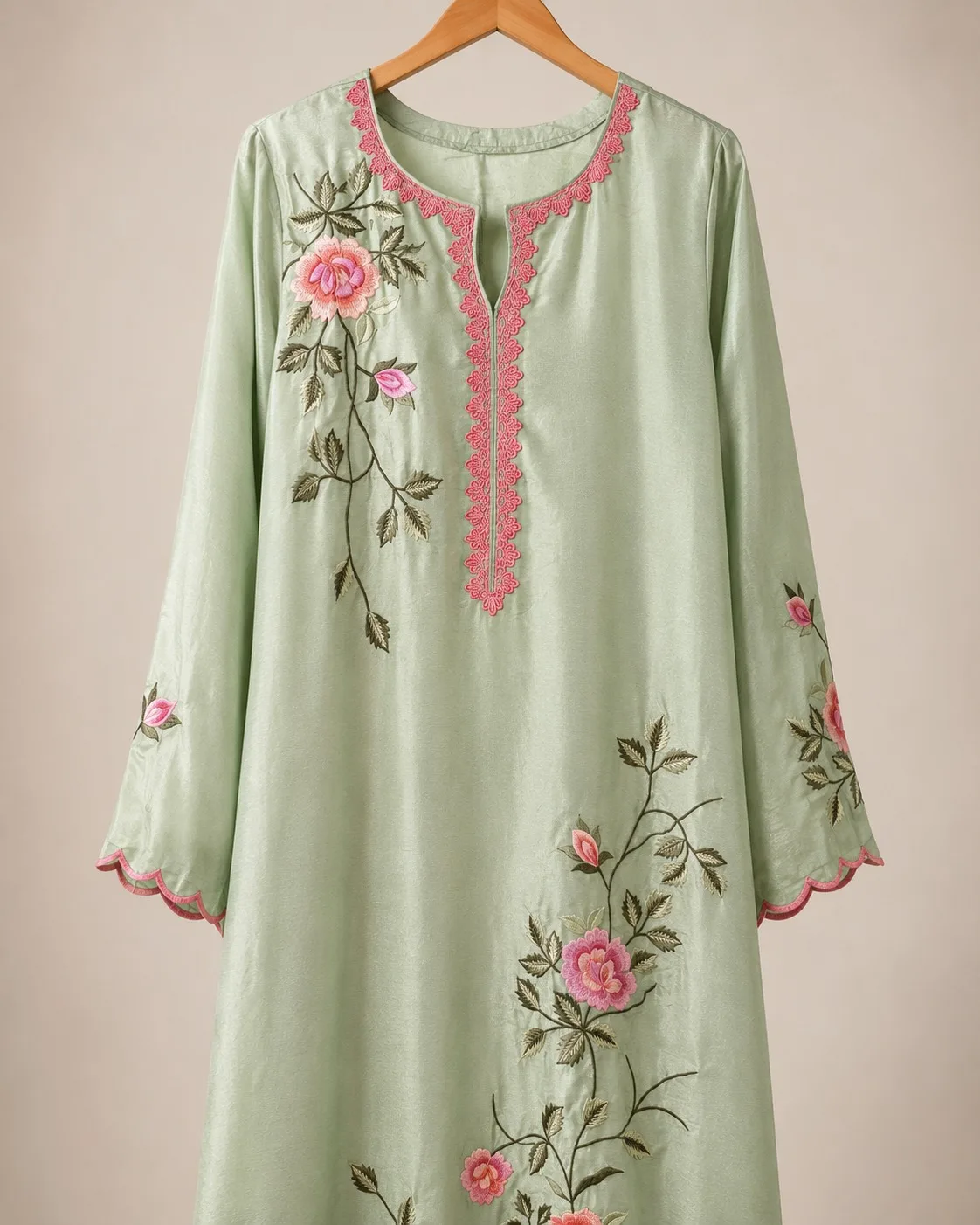 Front: Intricately adorned with delicate detailing, adding a touch of refined elegance